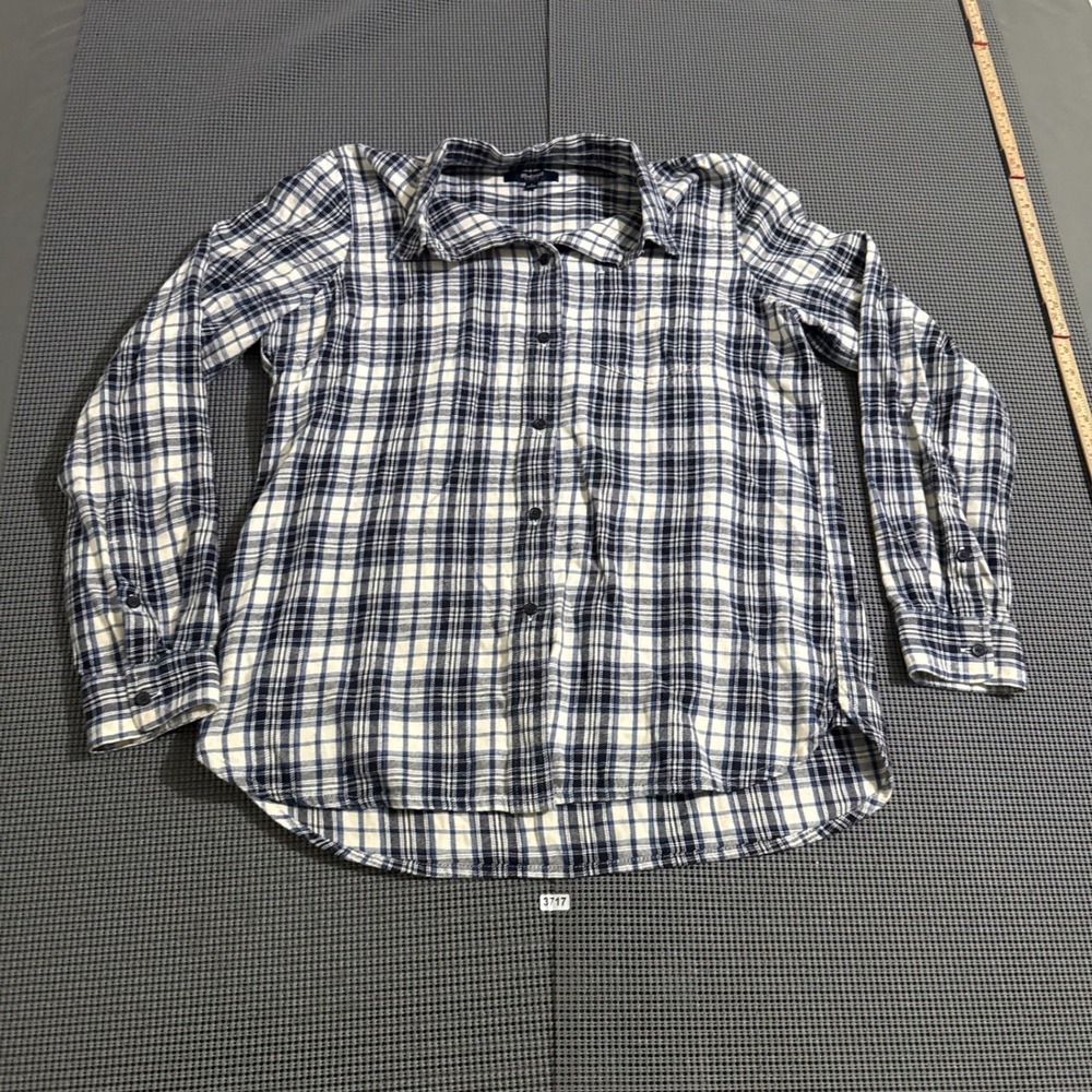 Madewell Womens Size L Blue White Plaid Long Sleeve Button Down Shirt